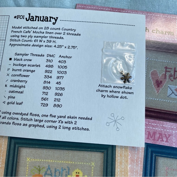 Lot of 12 months Lizzie Kate flip it A Year with Charm cross stitch patterns - Picture 2 of 6